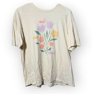PS / LA Los Angeles California Oui Mon Cheri Floral Graphic T-Shirt Cream OS